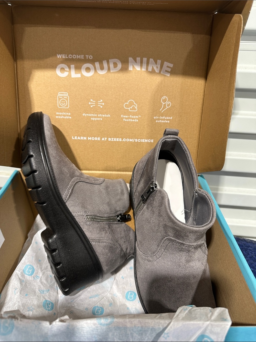 Bzees Gray Suede Side-Zip Casual Boots